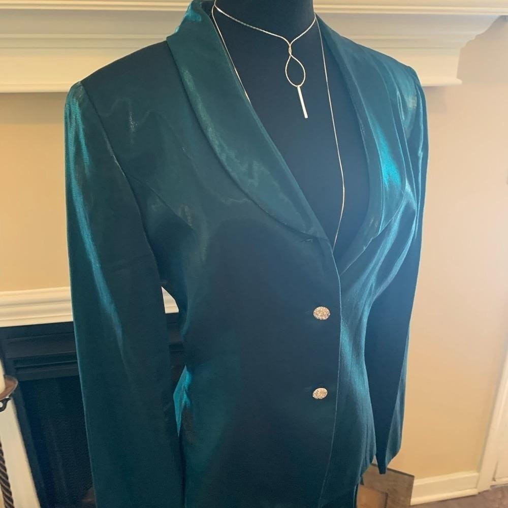 Alex Evenings vintage green emerald 2 piece skirt church wedding suit