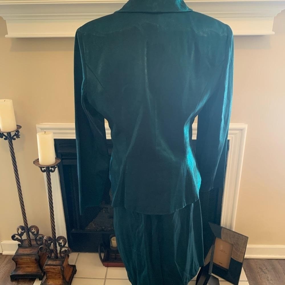 Alex Evenings vintage green emerald 2 piece skirt church wedding suit