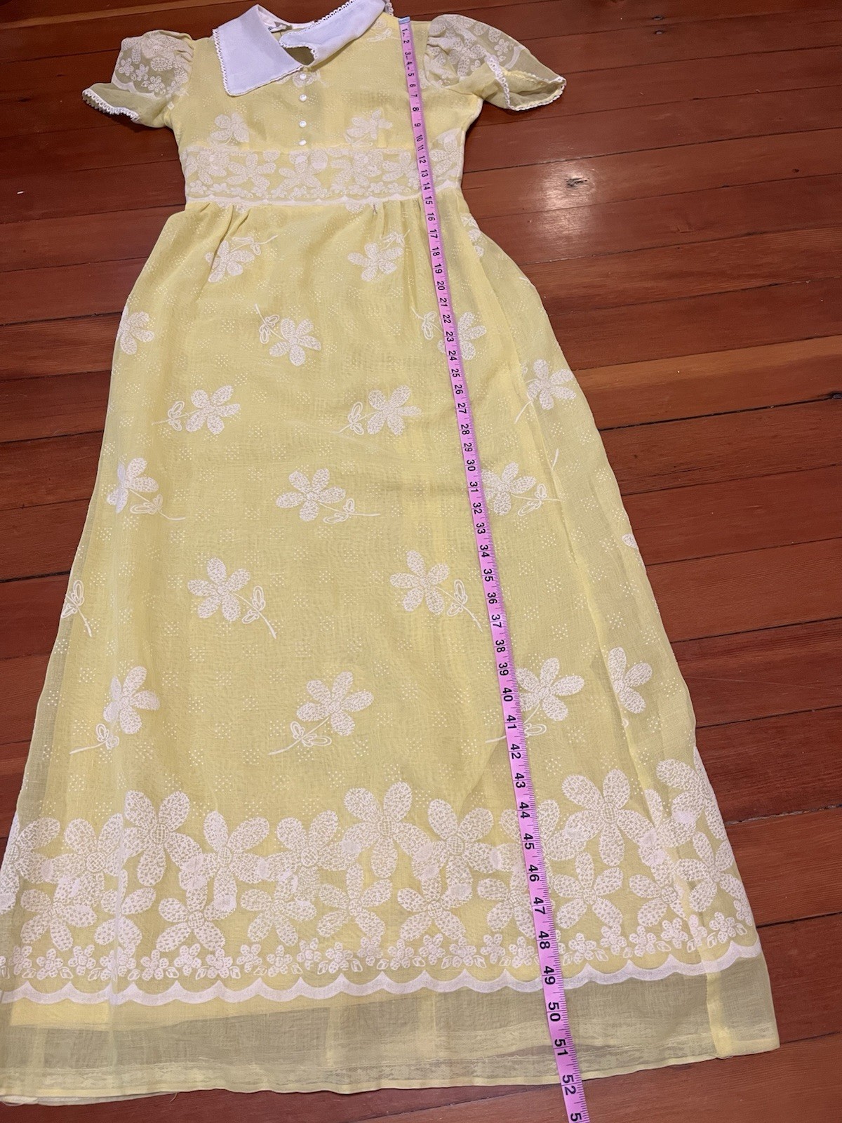 Vintage 1960s 1970s Peggy Barker Yellow Floral Shirt Dress Maxi Mod 60s 70s