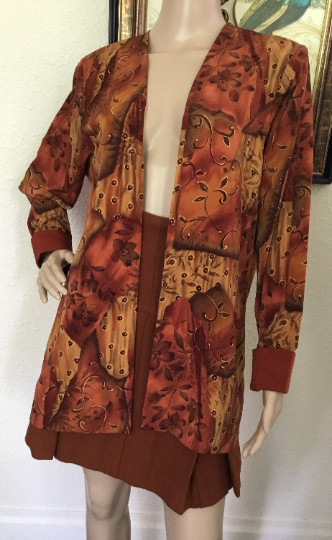 80’s Vintage Burnt Orange Retro Animal Print Multicolored Blazer
