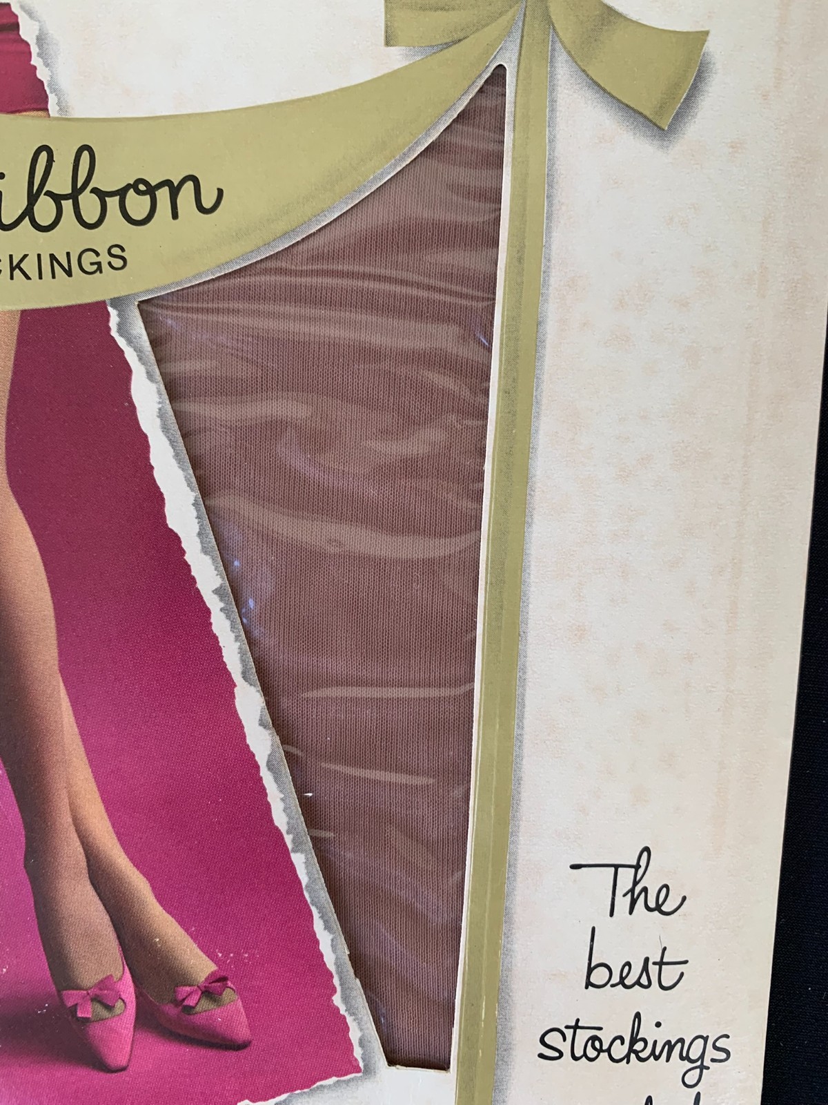 Vintage Fruit Of The Loom Nylon Stockings Gold Ribbon Deluxe Walking Sheers Sz 9