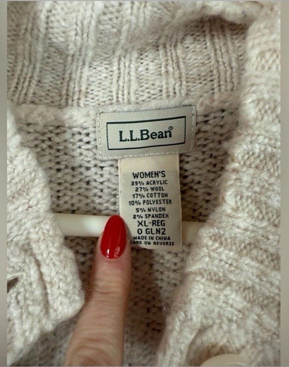Vintage L.L. Bean Cream White Women’s Size XL Sweater Vest