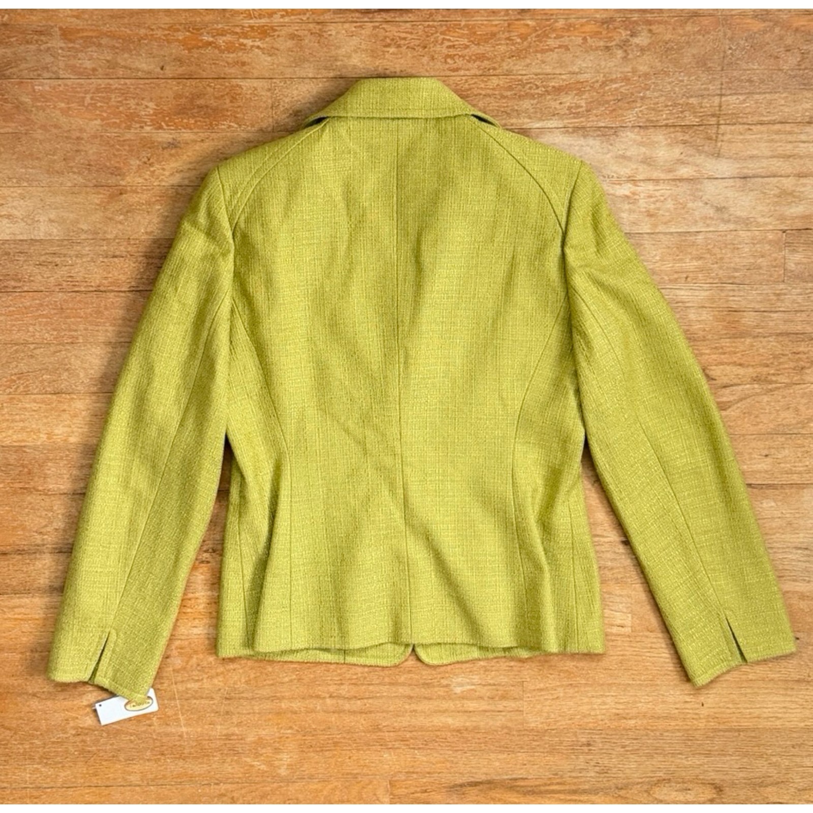 Vintage Avocado Green Blazer Jacket Size Small 6 Woven Textured Tweed Suit Coat