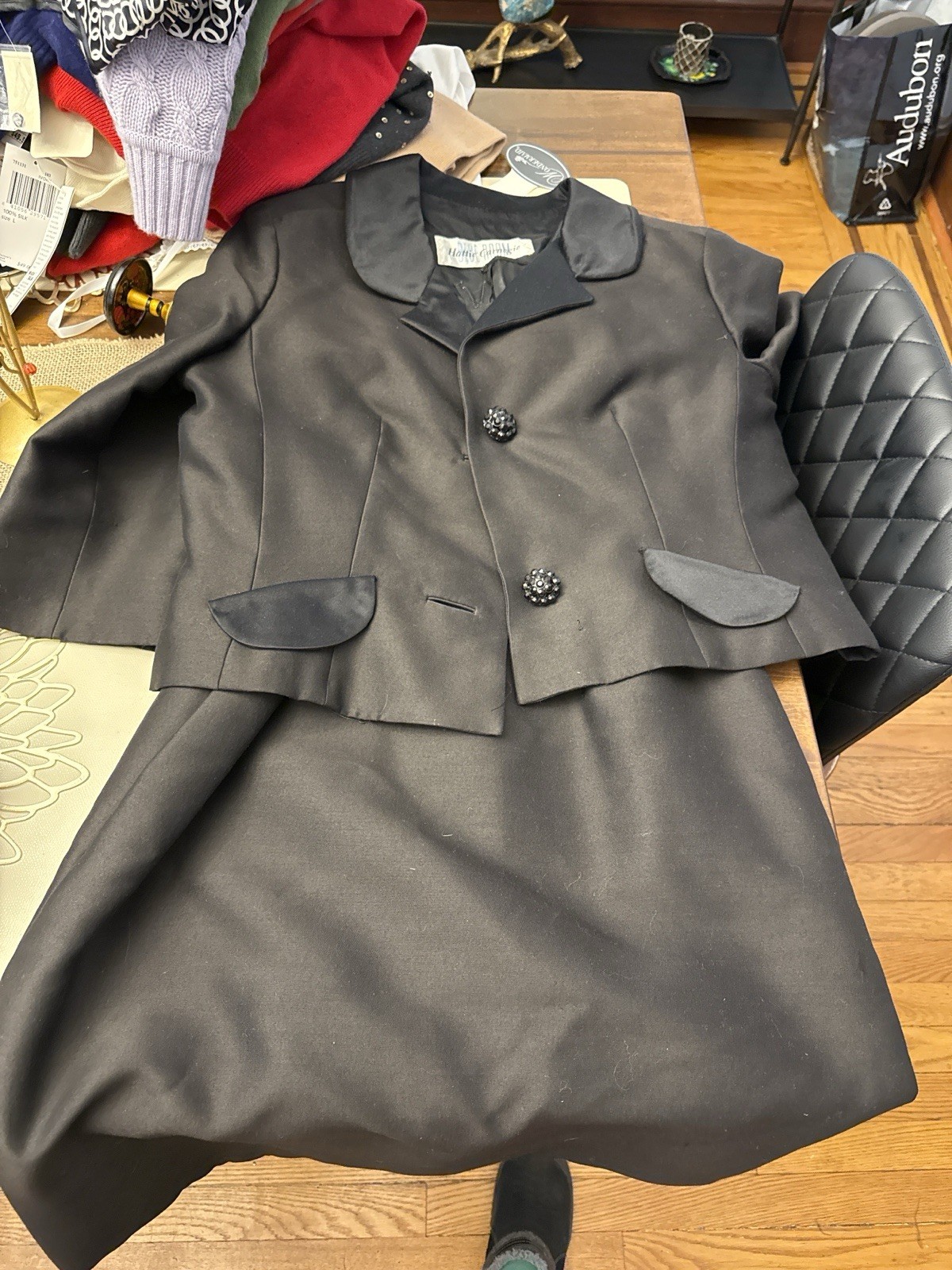 Vintage Hattie Carnegie Blue Room 2 Pc Black Cocktail Suit Dress 1960’s Couture