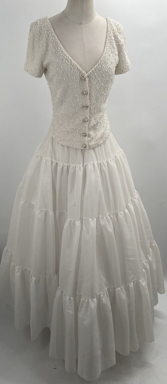 V I E by Victoria Royal , Mint Satin and Silk Long Gown with Beaded Top Size 8