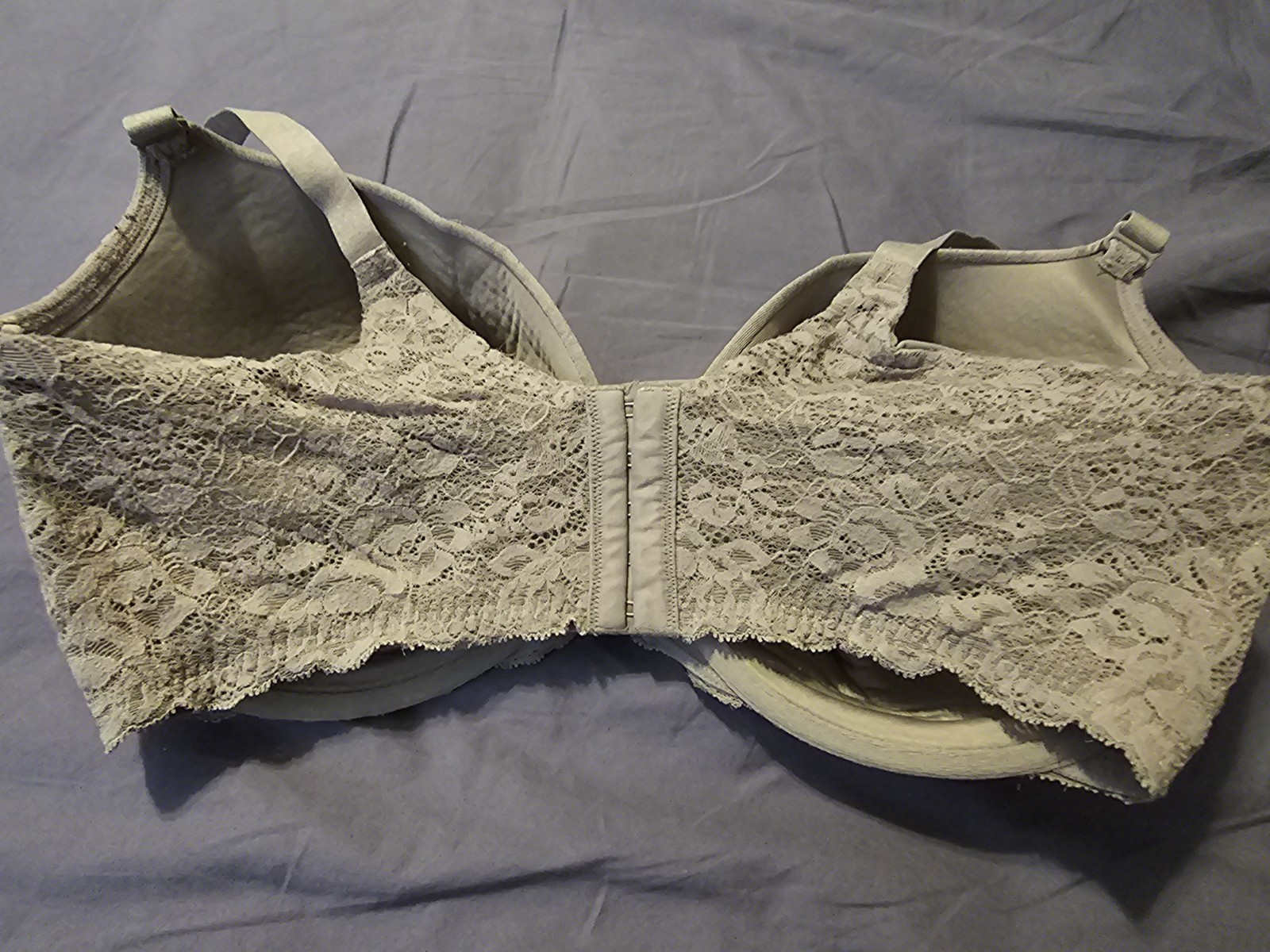 Torrid 360 Back Smoothing Underwire Bra 38G Lace Wing Plunge Grey Taupe