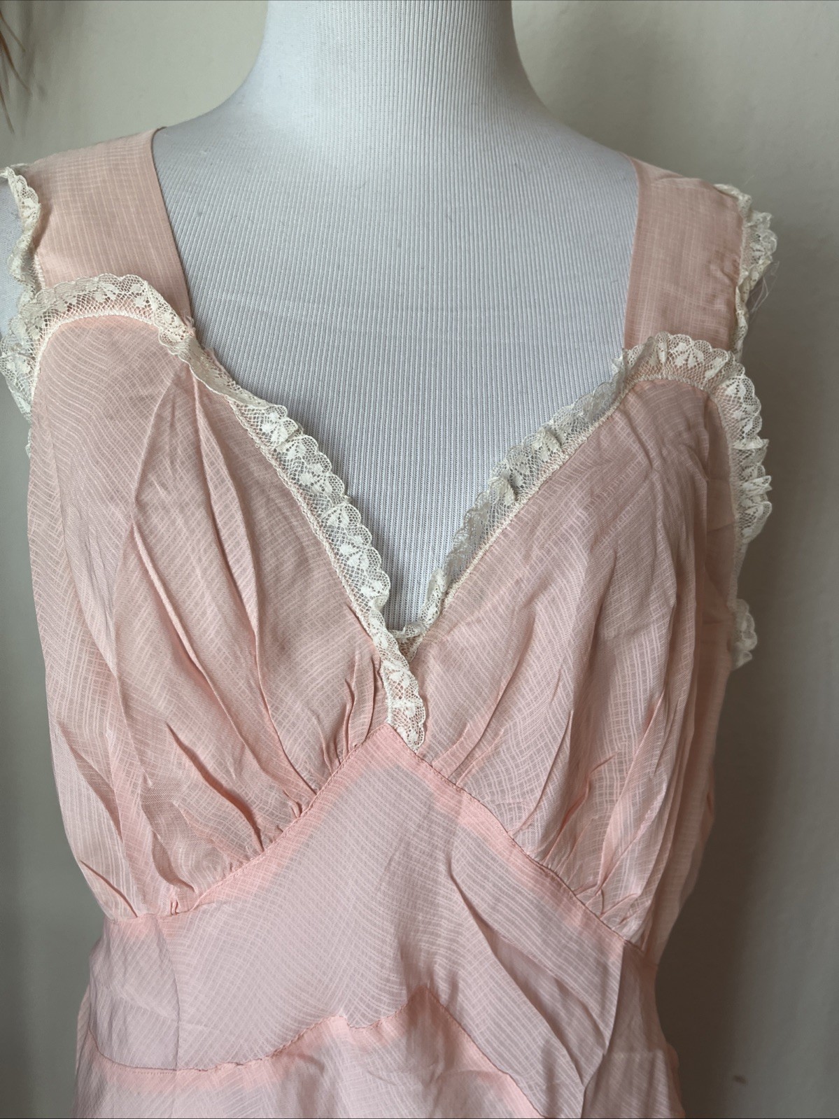 Vintage Stonecutter Slip Dress Bias Cut Pink Peach 30s 40s Rare XL?
