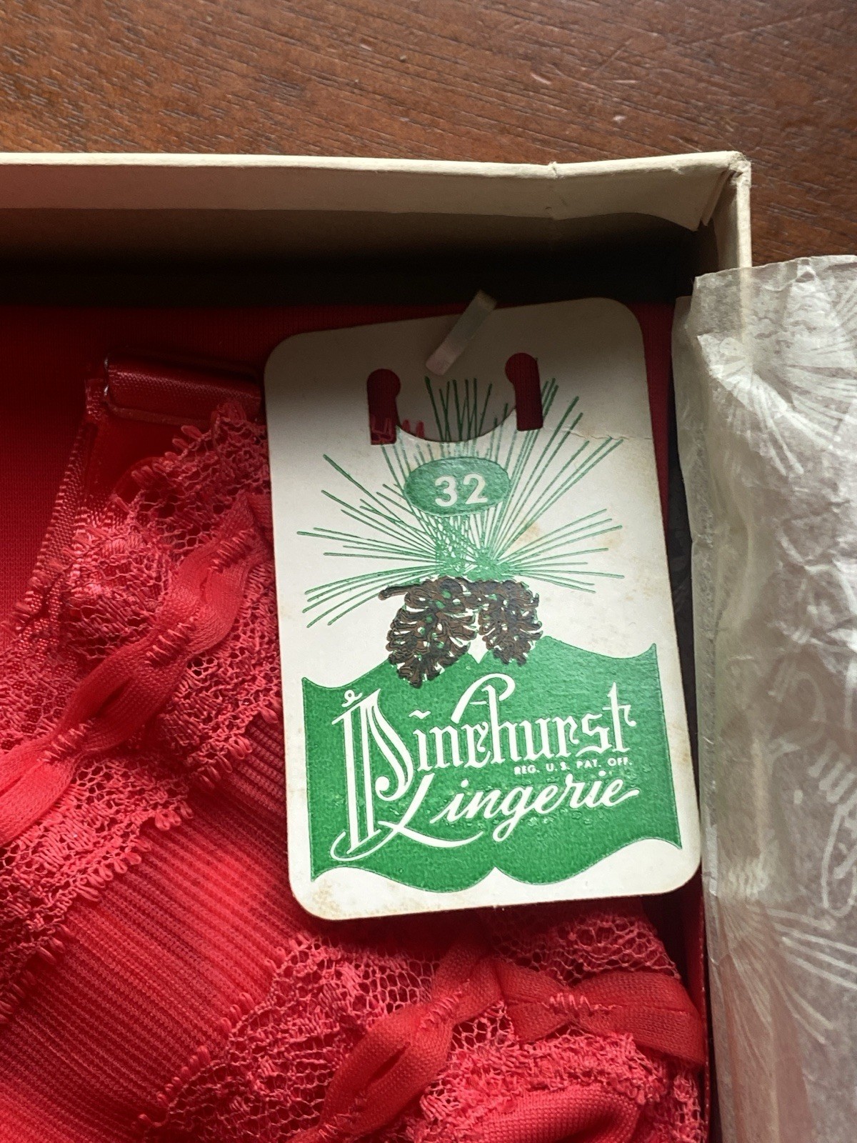 In box Vintage 50s or 60s Pinehurst Lingerie Gorgeous Size 32 Red Nylon slip
