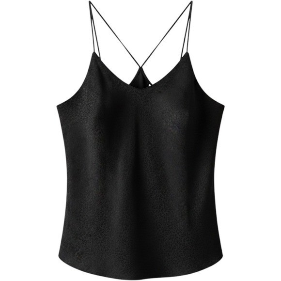 Victoria&rsquo;s Secret Black Leopard Jacquard Cami Cross Back Spaghetti Strap Top M