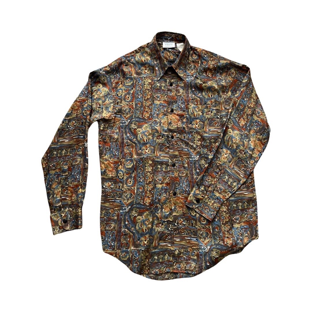 Vintage United Colors of Benetton 80&rsquo;s Abstract Floral Fall Sz S Oversized