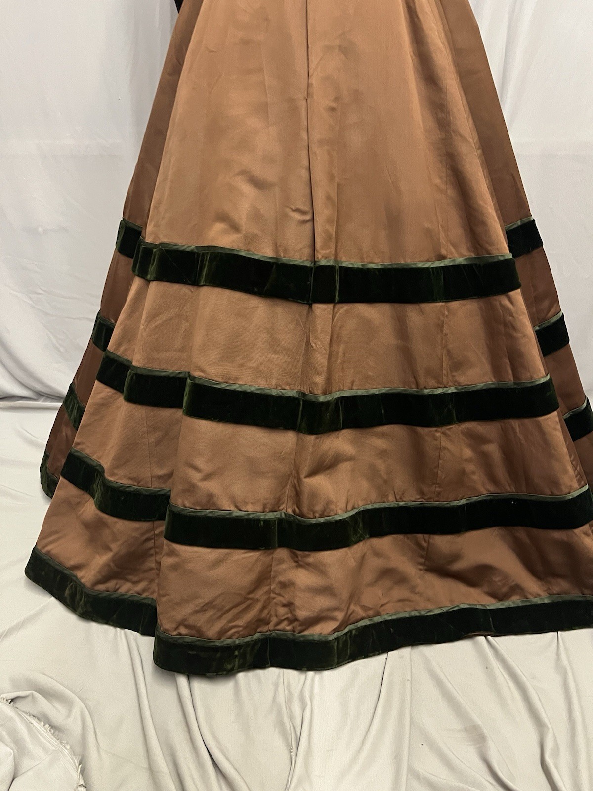 1880’s Deep Green Velvet & Chocalate Brown Silk Faille 2 Pc Dress