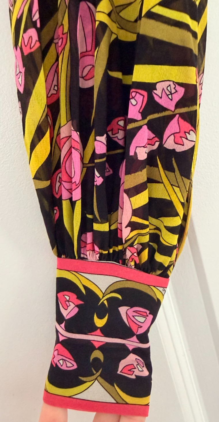 Vintage Emilio Pucci Maxi Dress 8 Floral Print Empire Waist Italy Saks