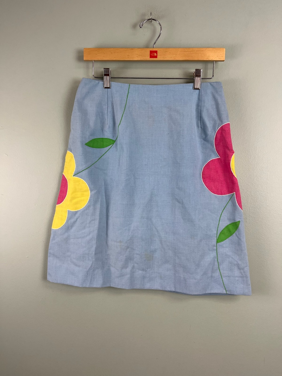 LEON LEVIN Vintage 60s/70s Women&rsquo;s Skort 29&Prime; Big Flowers Hippie Blue USA Made