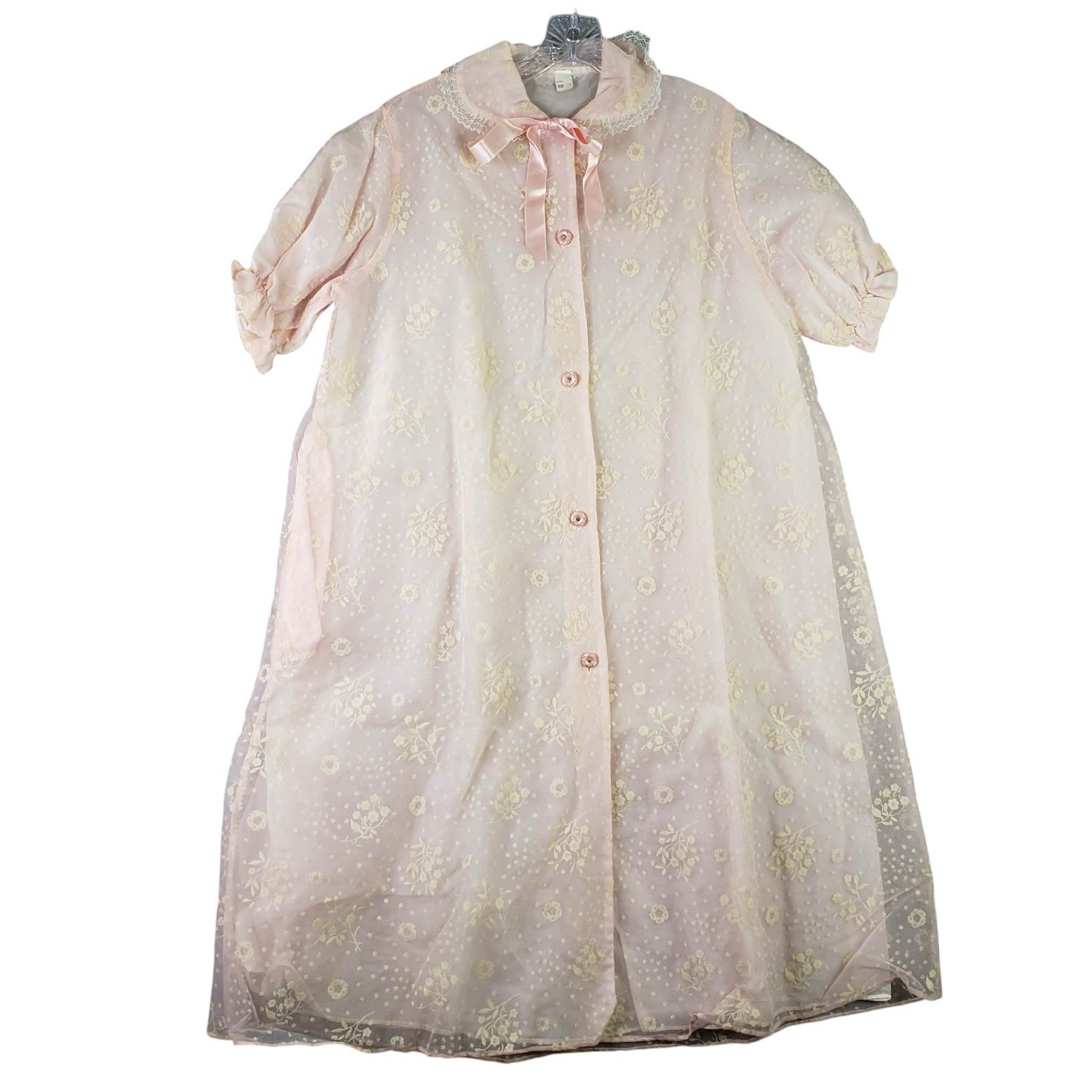 VTG JCPenney Elegant Sheer Chiffon Peignoir Robe Lingerie Nightgown Large 14