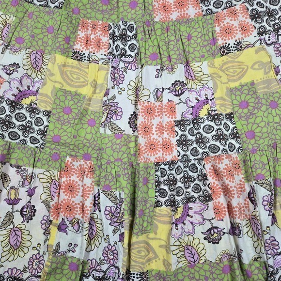 VTG y2k boho cottage patchwork midi prairie skirt / 4/6 S / Cotton / White Stag