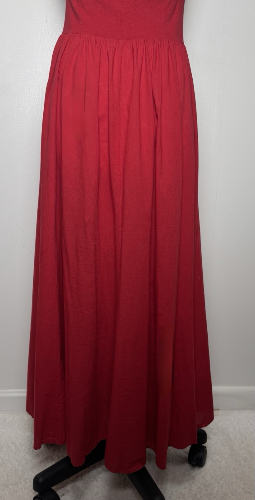 Vtg Luna Luz Red Halter Maxi Dress Resort Glamour Studio 54 Disco Goddess S/M