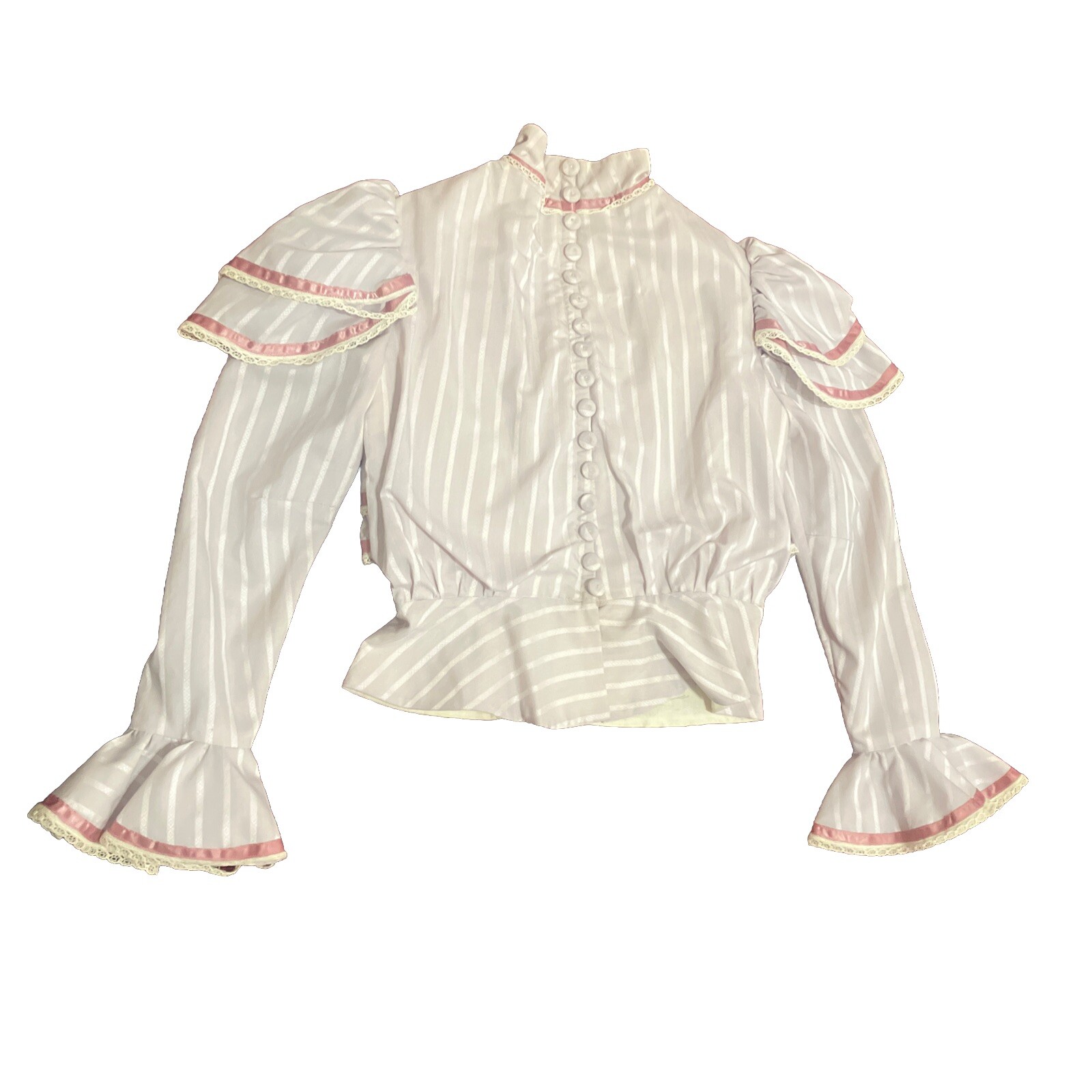 Vintage Victorian Style Ruffled Blouse Talon Zipper 70s 60s Size
