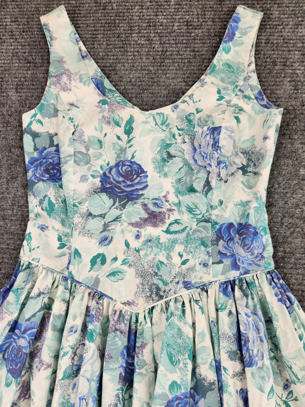 Vintage Laura Ashley Dress Size 4 Blue White Floral Cottagecore Sweetheart