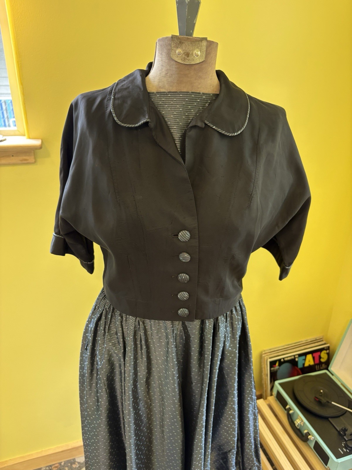 1950s Handmade Taffeta Gown and Matching Bolero Jacket SM