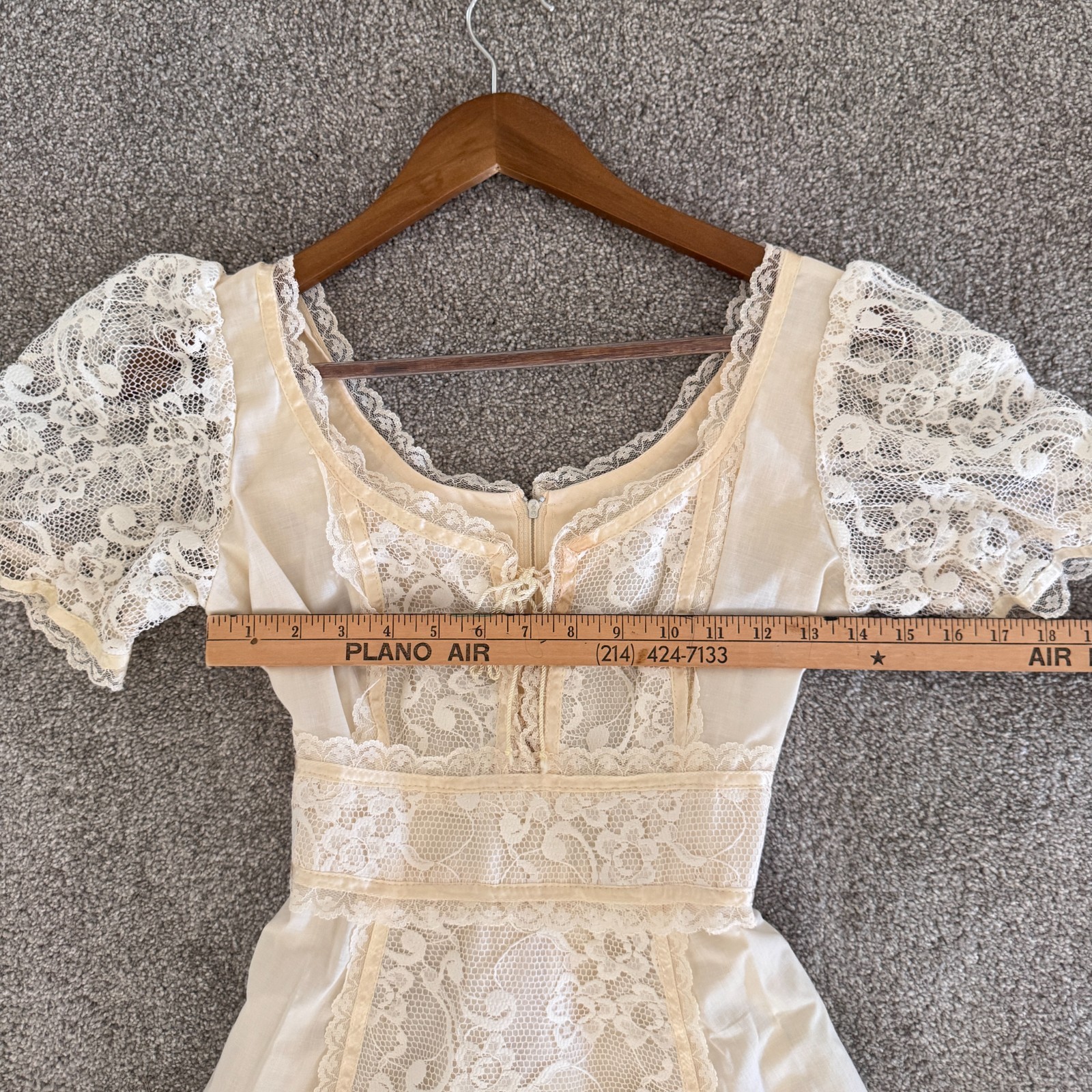 Vintage 70s Ivory Cream Lace Prairie Maxi Dress Size 11 Cottagecore Wedding Boho