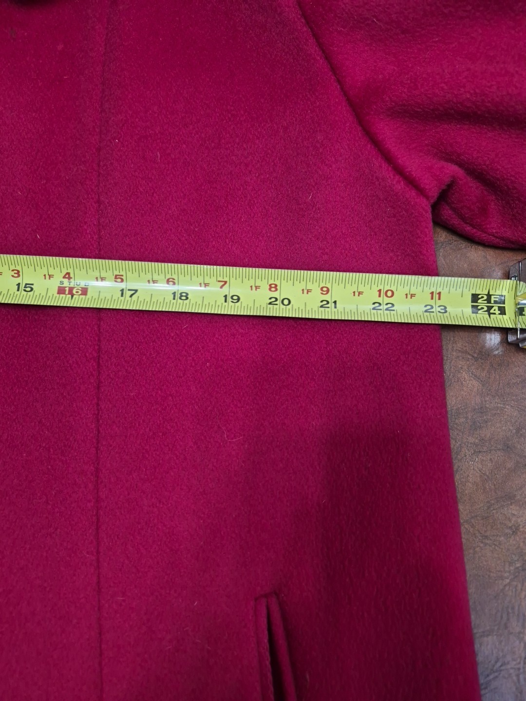 Vtg Forstmann 100% Wool Fur Collar Red Coat Womens No Size Tag Measure READ