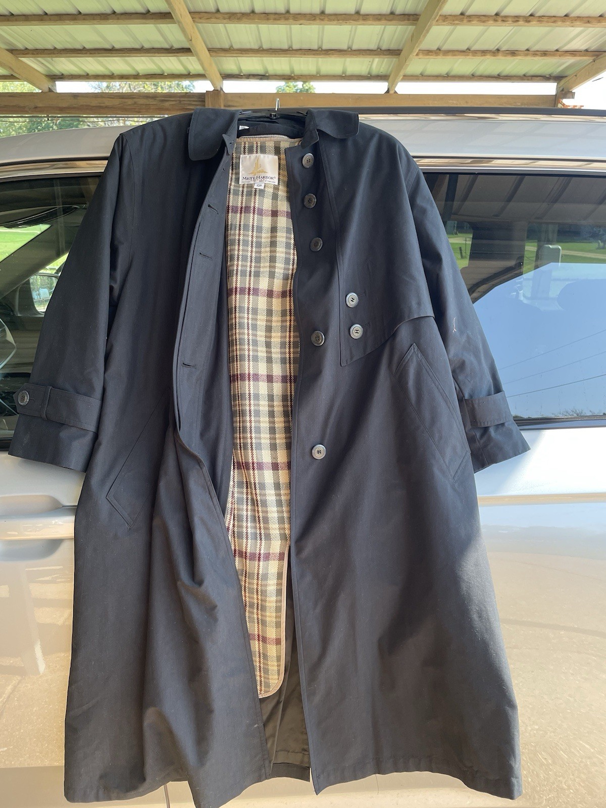 Vtg MISTY HARBOR Womens Black Cotton Poly Blend Trench Coat w/Zip-Out Liner 10P