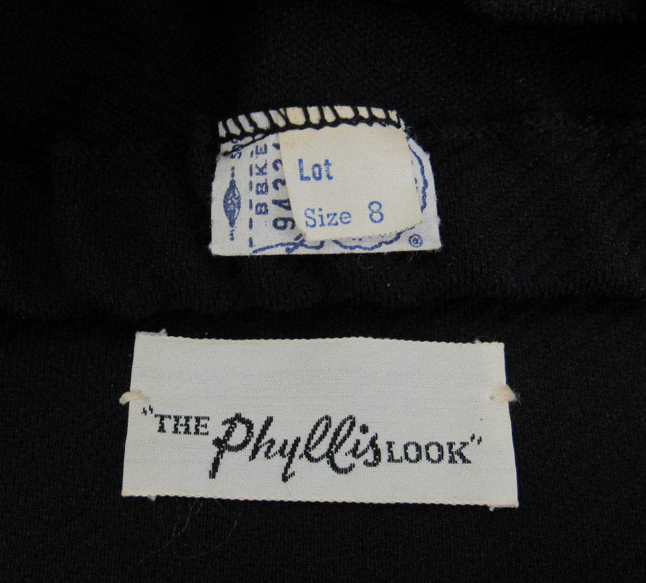 VINTAGE 1960s MOD ICONIC THE PHYLLLIS LOOK SKIRT TOP VEST SIZE 8 BLACK WHITE