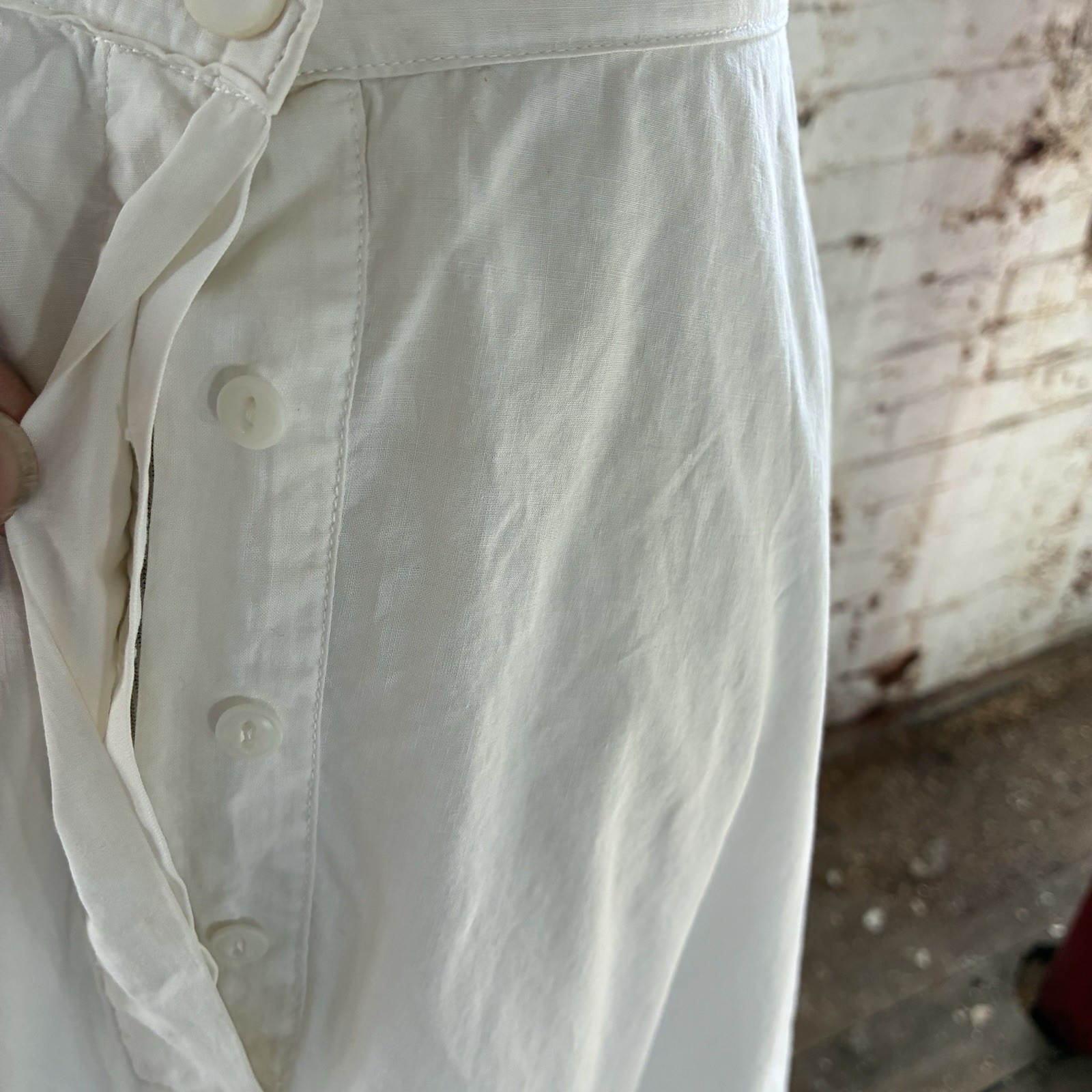 Antique Edwardian 1900s White Cotton Ruffle Long Lawn Tea Skirt Petticoat XS-S