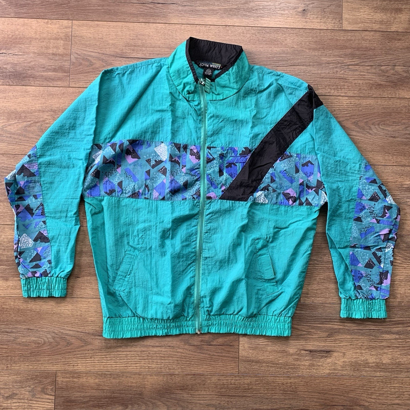John Weitz Women&rsquo;s Large 80&rsquo;s 90&rsquo;s Windbreaker Nylon Lightweight Track Jacket