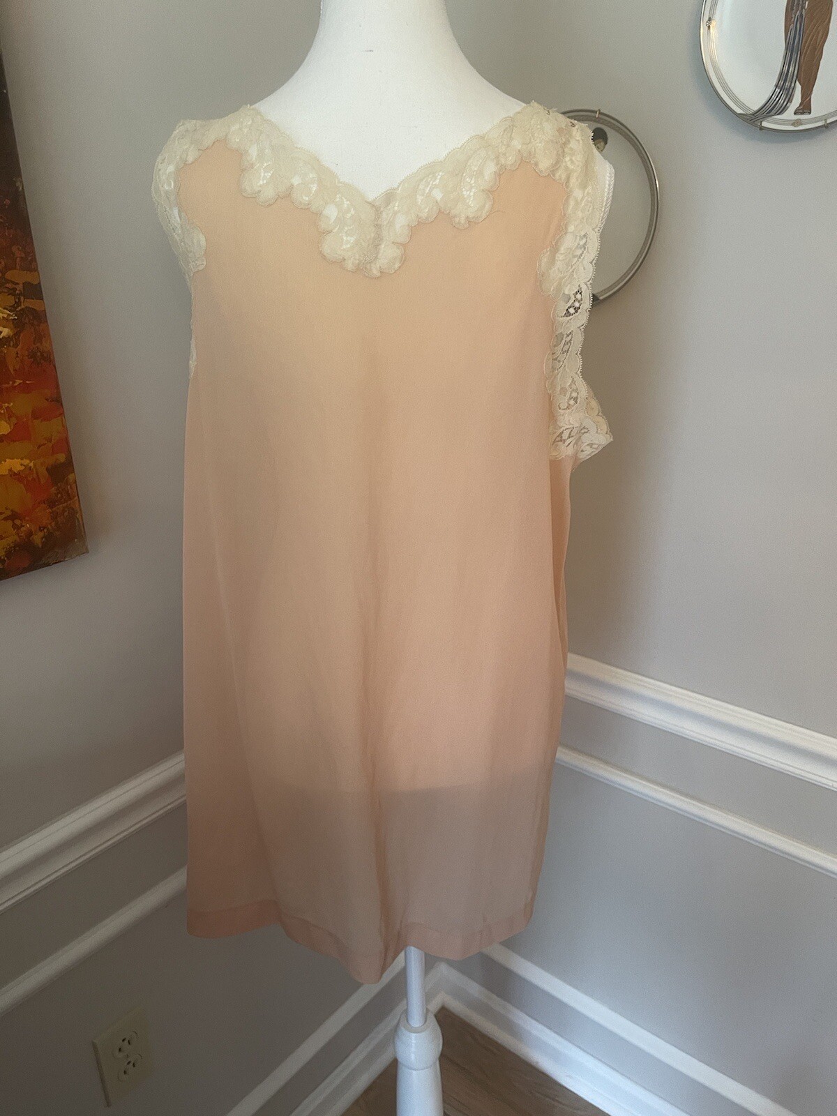 Emilio Pucci For Formfit Rogers Lace Top Slip Dress Lingerie Sz 12-14 Blush Pink