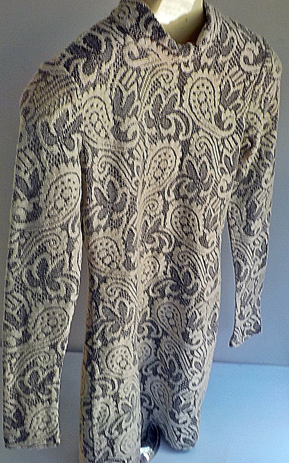 PINS and NEEDLES Sheer Knit Overlay Open Plunging Back Tan and Ivory SZ SMALL