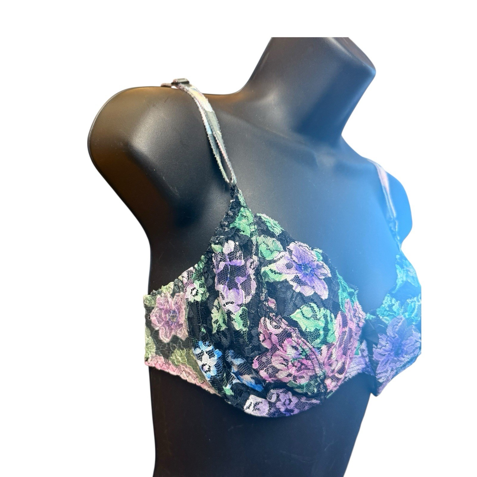 Vintage Warner’s Lace Royale Bra Size 34C Sheer Nylon Lace Underwire Unlined