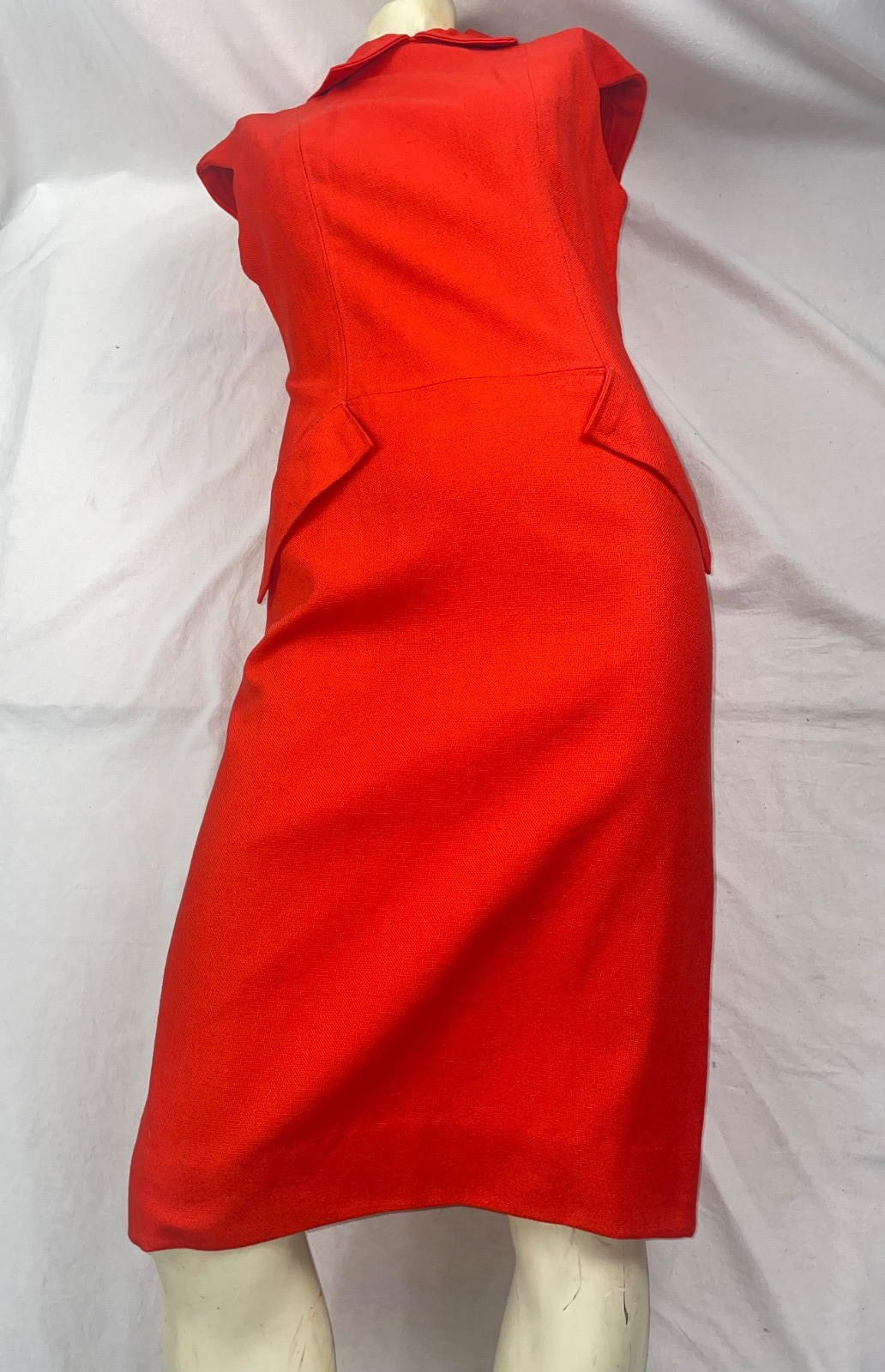 VTG 60S 70S WOMENS S ORANGE DISCO GOGO RETRO COTTON SLEEVELESS DRESS