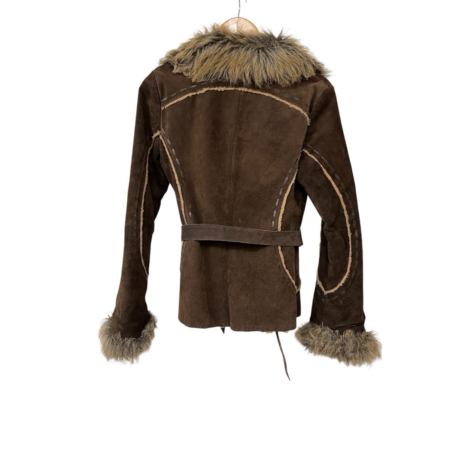 1990s Y2K Vintage Wilsons Leather Suede Jacket Penny Lane Boho Style Faux Fur S
