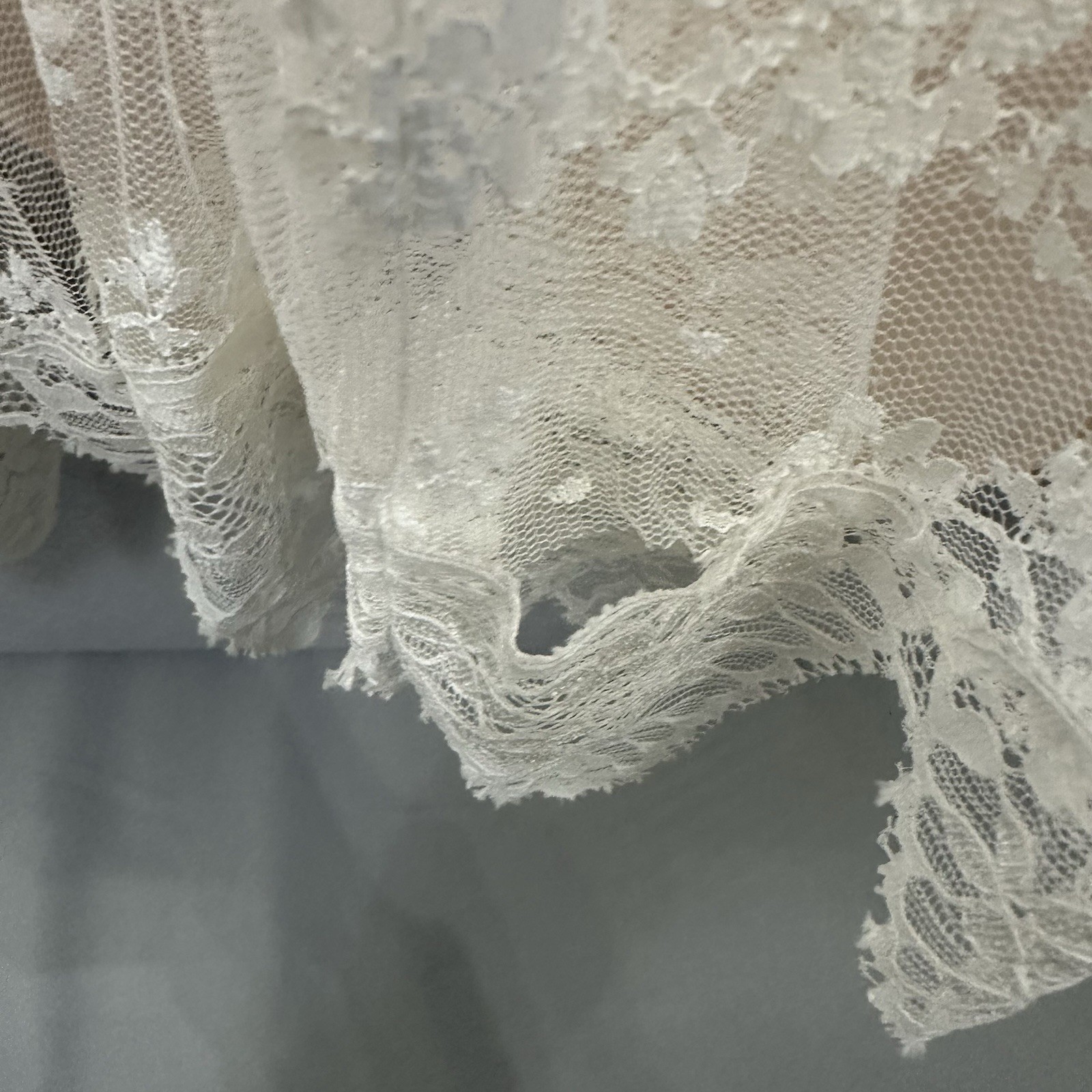 Vtg Jessica McClintock Romantic Victorian Floral Lace Dress Peach Cream SZ 8 USA