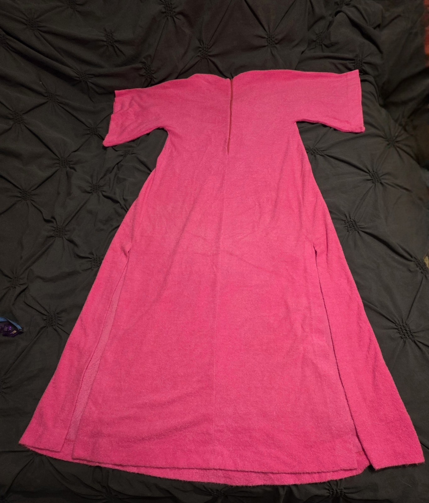 Vintage 1970s Hot Pink Terry Cloth Dress Pool Cover Bardinella Designs Size S