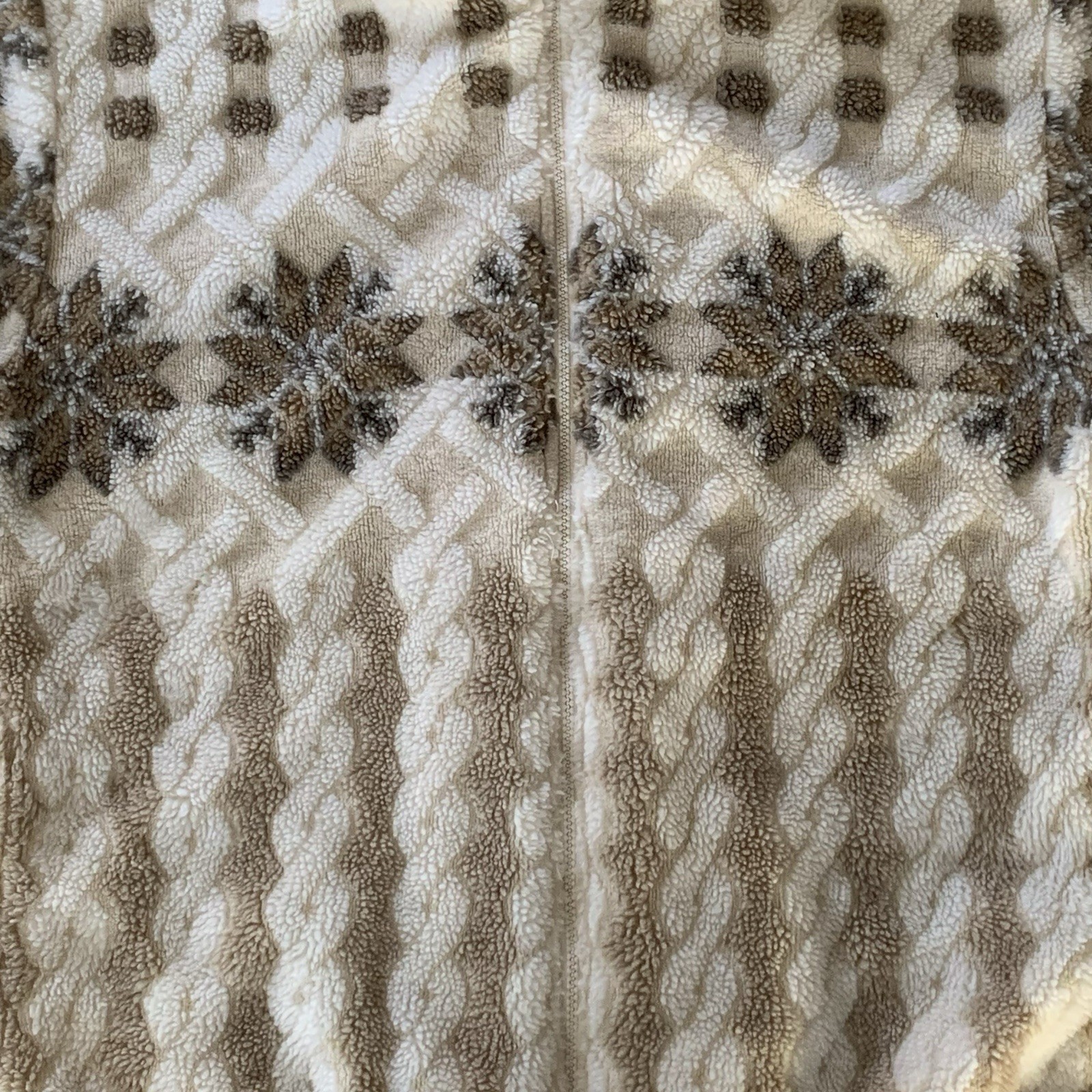 Vintage Duffel Outdoor Fleece Sweater XL Winter Snowflake Made In USA Zip Up Use
