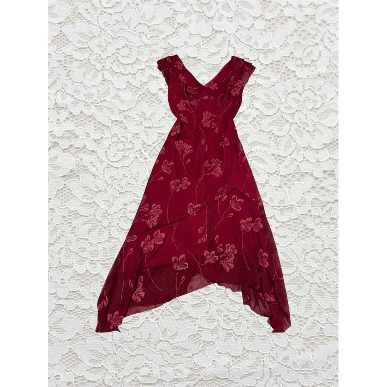 vintage 90s red floral fairy dress