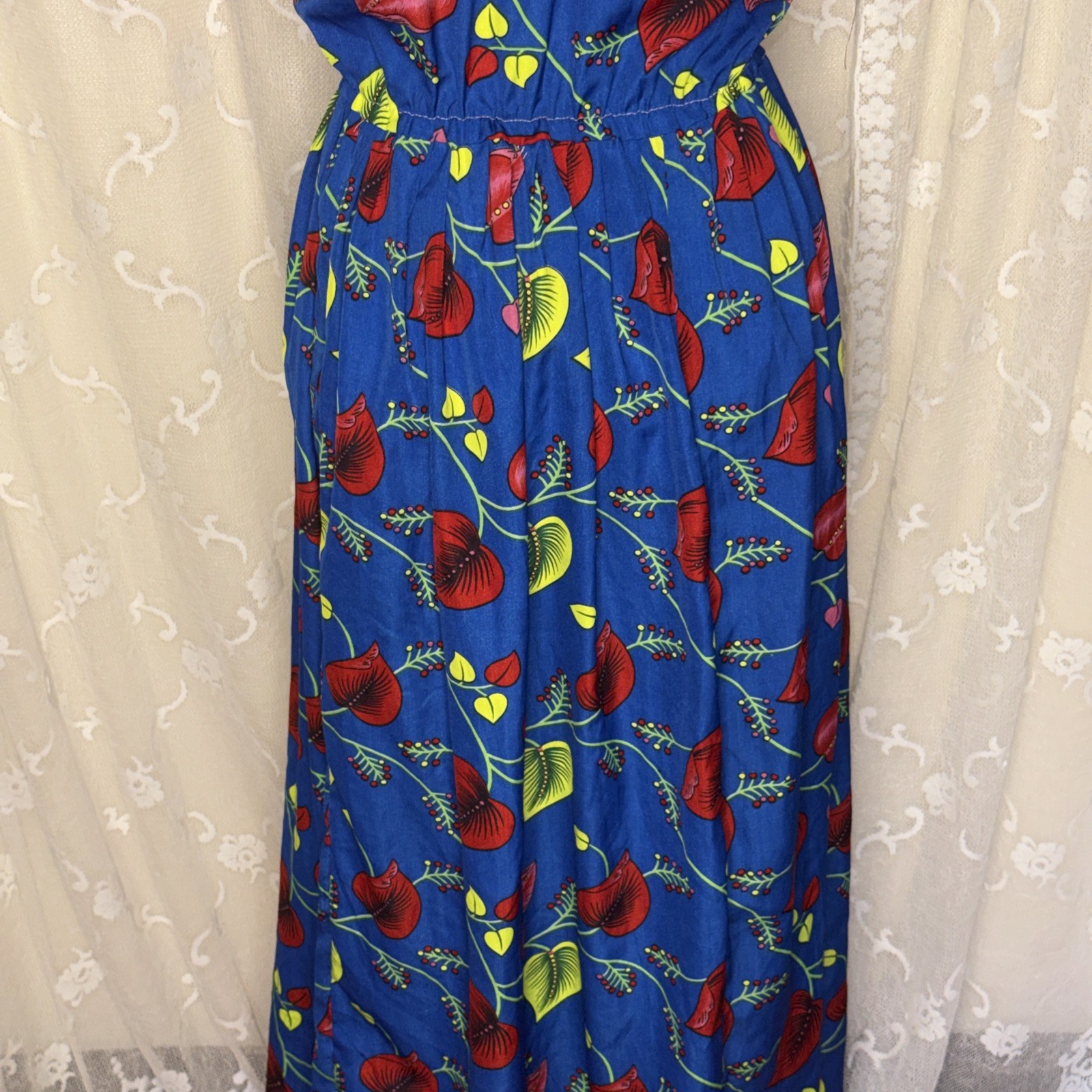 VTG Handmade Floral Print Opaque Shift Dress Size Small/Medium Needs Repair AsIs