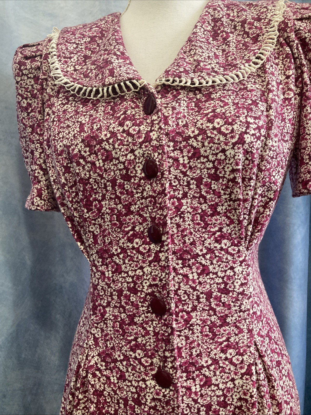 Vtg 80s Tabby of California Floral Button Down Midi Dress 12P EUC Cottagecore