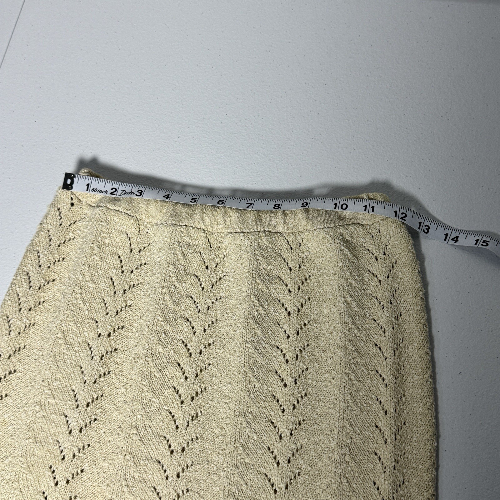 Vintage 1960s Mister Sig Knit Top Skirt Set Cream Lime Green ILGWU Small