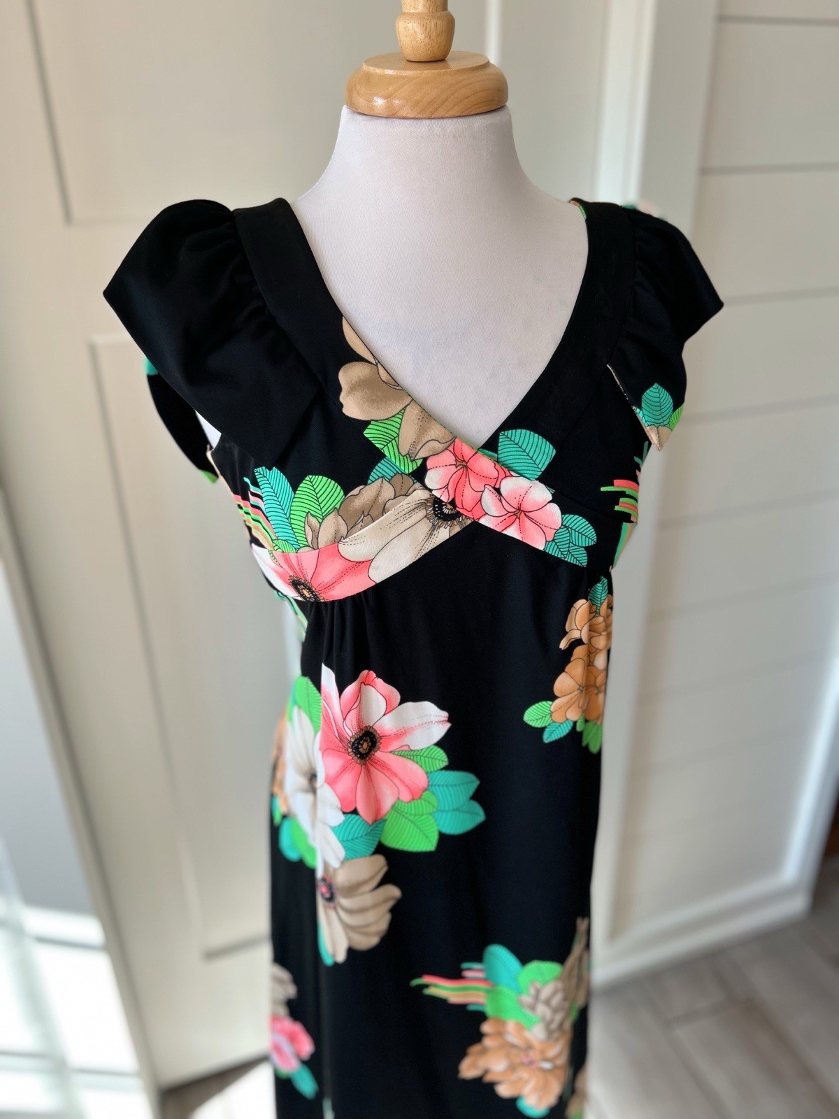 Vintage Hawaiian Dress 1970s Handmade Maxi Boho Hippie Florals XS 0/2