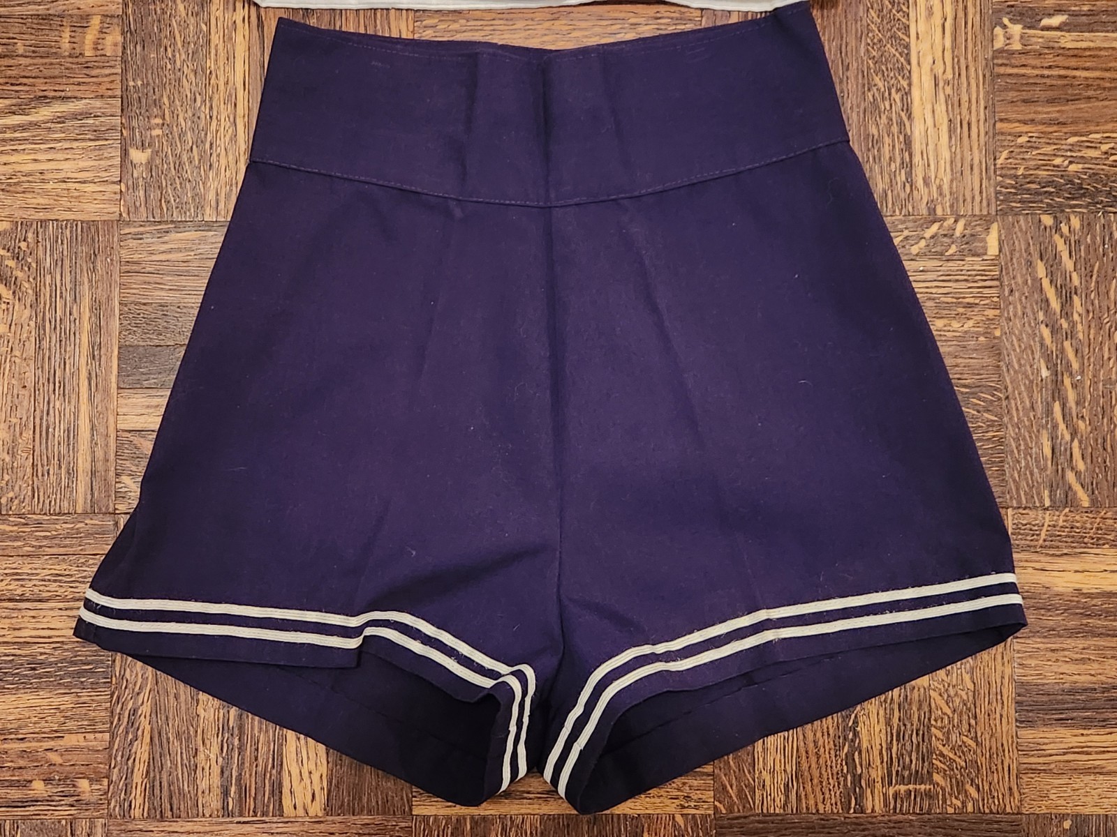 Vintage 1970s Purple & White Sailor Top and Shorts Professionally Handmade XS-S