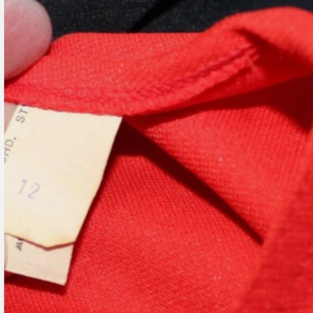 Russ Togs Red Orange Sleeveless Belted Dress M Back Zip Polyester Vintage &rsquo;70&rsquo;s