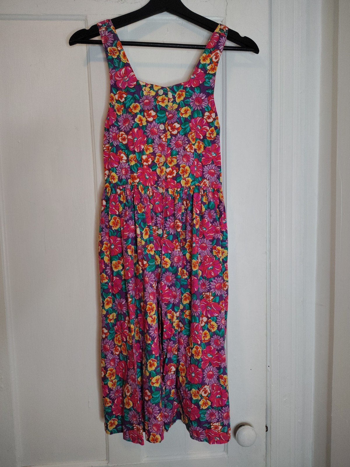 Vintage 1993 Genuine Girl Floral Print Fit & Flare Dress 28&Prime; Bust Womens XXS