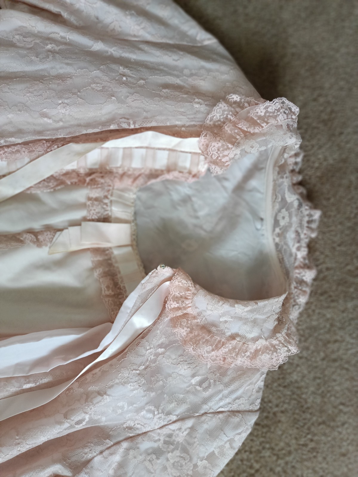 Odette Barsa Pink Lace Satin Robe & Nightgown Set Women&rsquo;s Peignoir