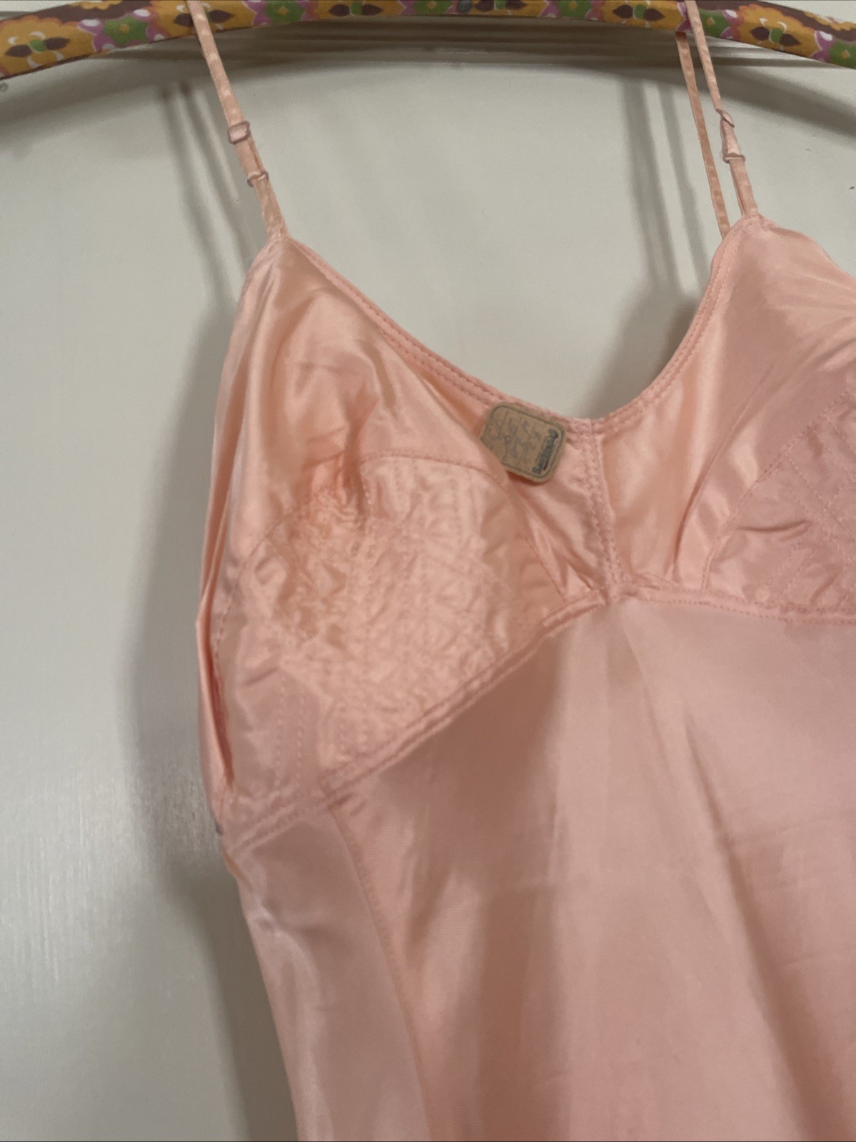 Vintage NOS 1940s Uni-Slip Pink Full Slip Dress Sz 38 W/Tags USA Pointy Bra