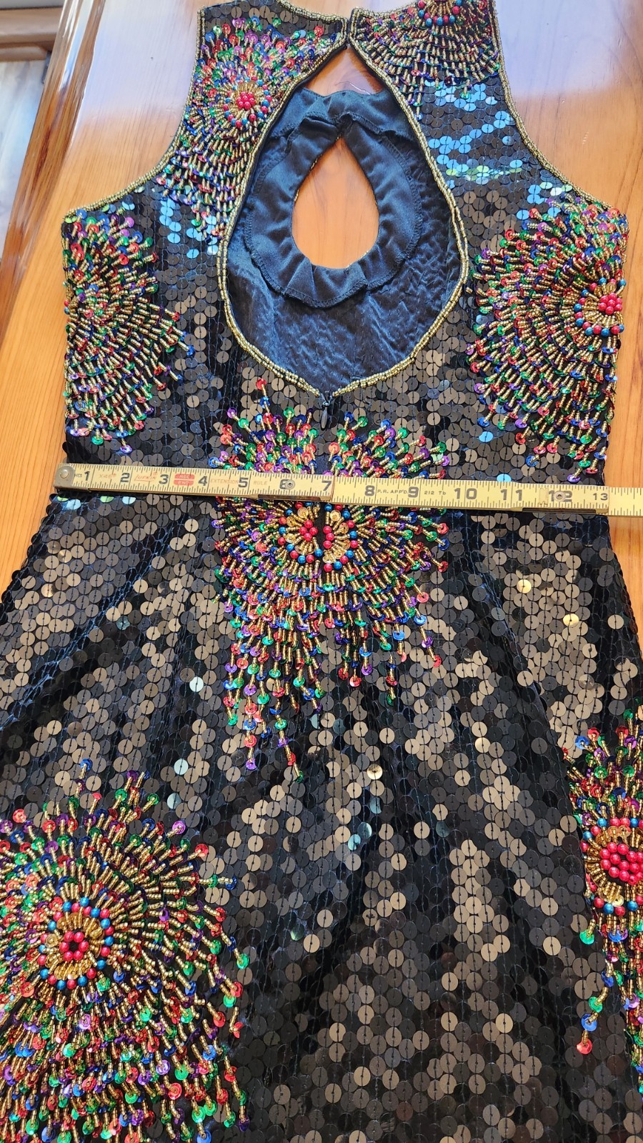Vintage Nadine 80’s Fireworks Sequin & Beaded Keyhole Dress Size Small