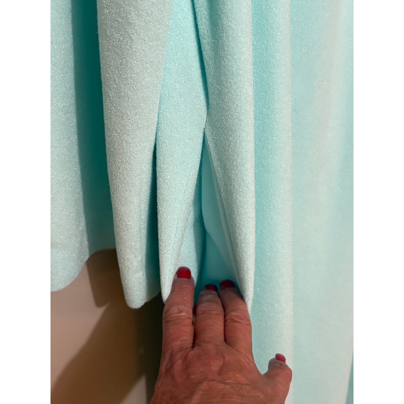 Shadowline Vintage Aqua Blue Fleece Zip Front Robe Floral Embroidered Medium