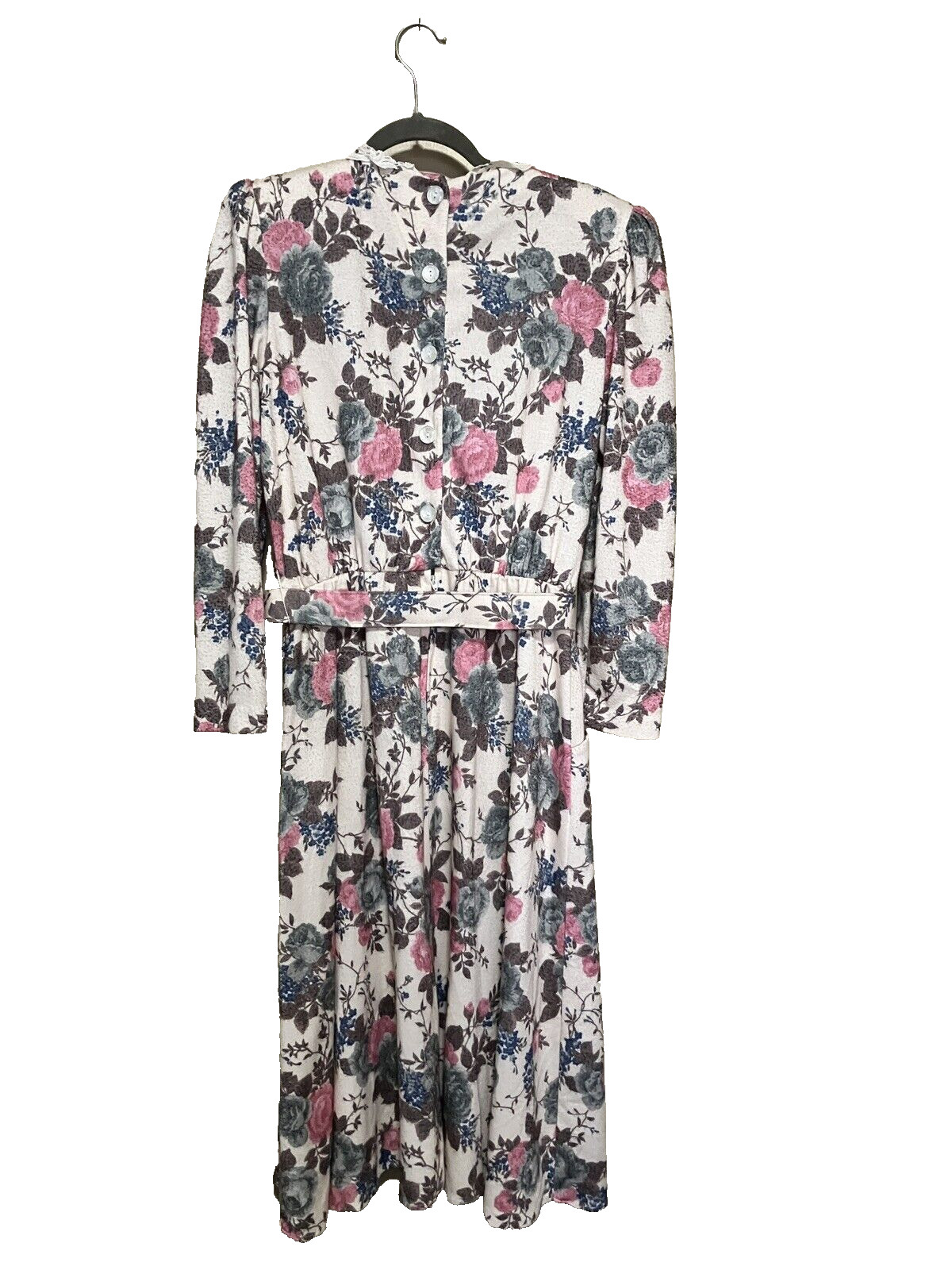Vintage STUART ALAN Petites Floral Modesty Cottagecore Belted Midi Dress sz 14P